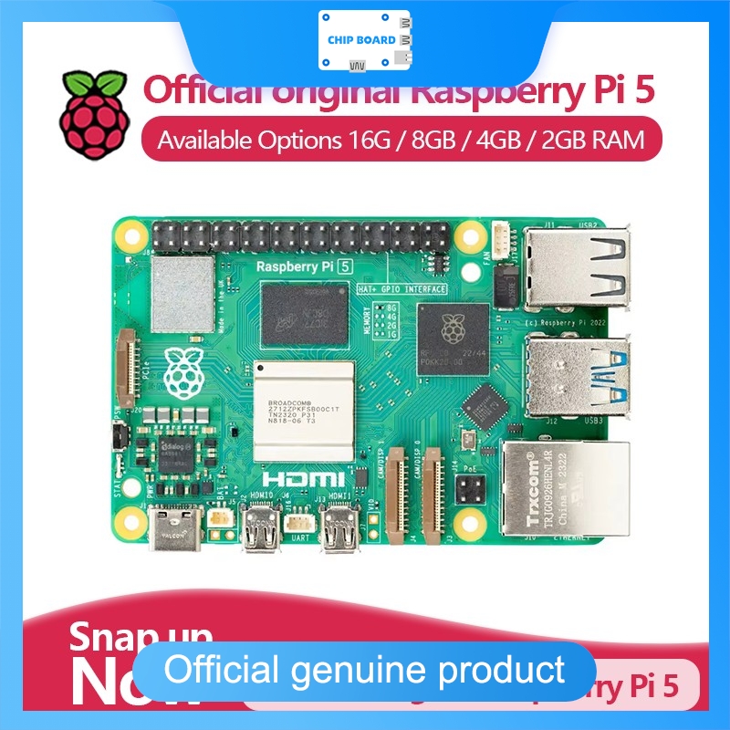 Raspberry Pi 5 8Gb Kit - 公式Raspberry Pi 5シングルボードコンピュータ、Cortex-A76、2GB/4GB/8GB/16GB RAM、PCIe、ギガビットイーサネット、USB 3.0
